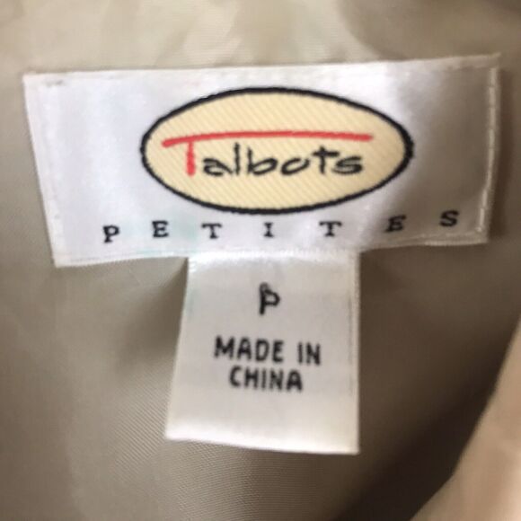 Vtg Talbots Petites Quilted Jacket Tan Full Zip Button Front Collared Pockets PP - Picture 11 of 13